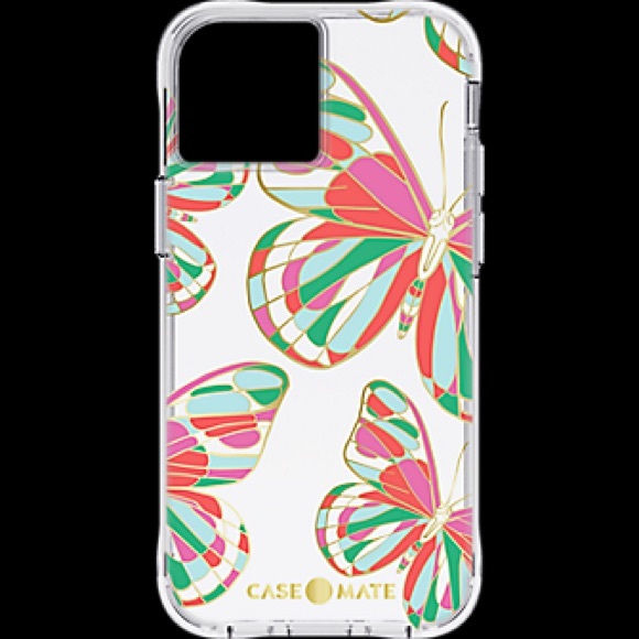 CASE-MATE Pink Metallic Gold Butterflies iPhone 12 13 PRO Hard Case - Picture 4 of 8
